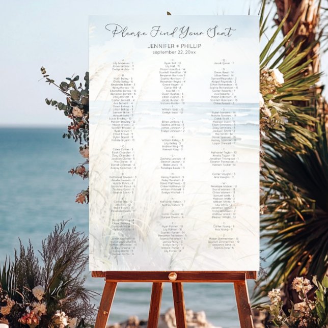 Modern Seaside Watercolor Wedding Seating Foam Board (Creator Uploaded)