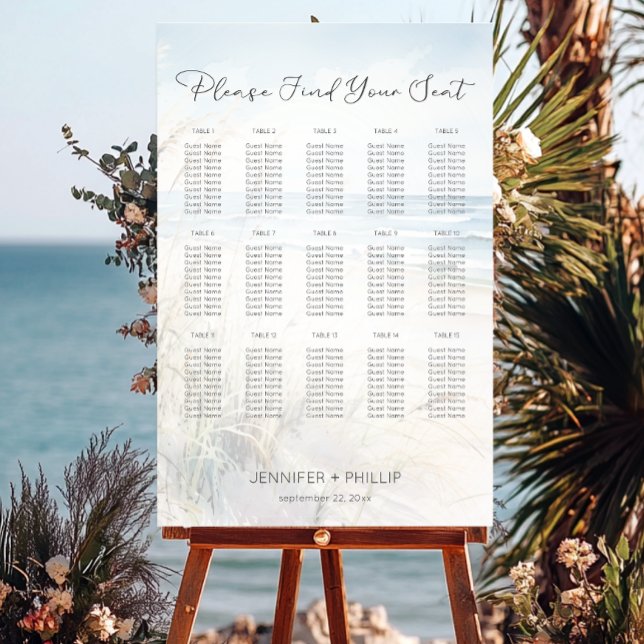 Modern Seaside Watercolor Wedding Seating Foam Board (Creator Uploaded)
