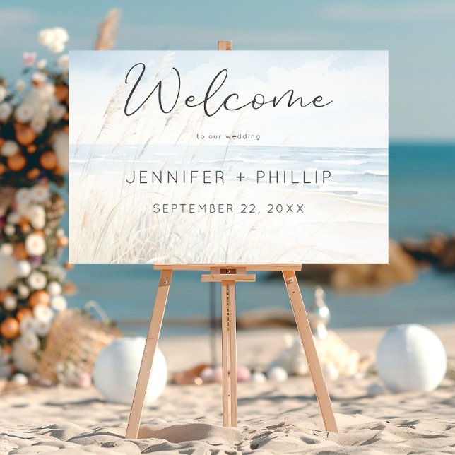 Modern Seaside Watercolor Wedding Welcome Poster (Creator Uploaded)