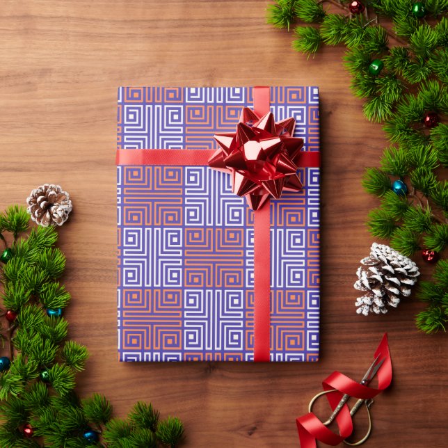 Modern Seasonal Contemporary Initial Birthday Wrapping Paper (Holiday Gift)