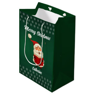 Modern Seasonal Santa Claus Merry Christmas Medium Gift Bag