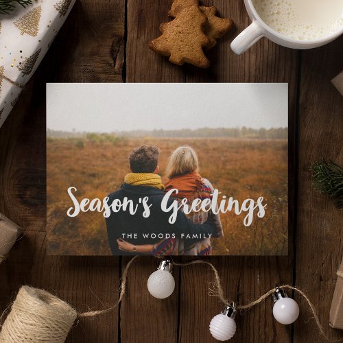 Modern Seasons Greetings Holiday photo card