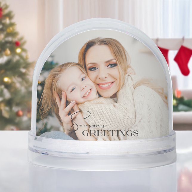 Modern Season's Greetings Photo Snow Globe (Creator Uploaded)