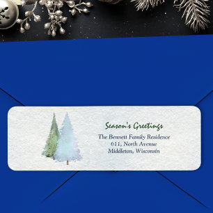 Modern Seasons Greetings Pine Tree Return Address Label
