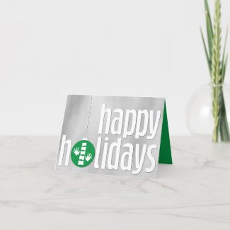 Modern Season's Greetings Silver Green Chiropractic Holiday Card
