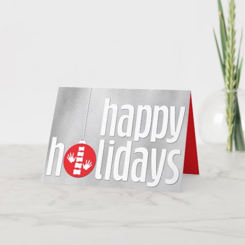Modern Season's Greetings Silver Red Chiropractic Holiday Card