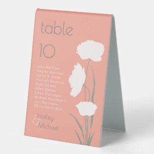 Modern Seating Chart Coral Table Tent