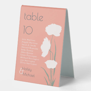 Modern Seating Chart Coral Table Tent