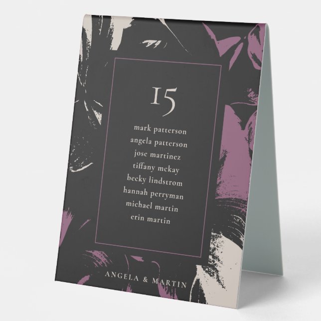 Modern Seating Chart Magenta Black Table Tent Sign (Front)
