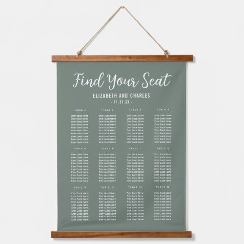 Modern Seating Chart Wood Topped Wall Tapestry