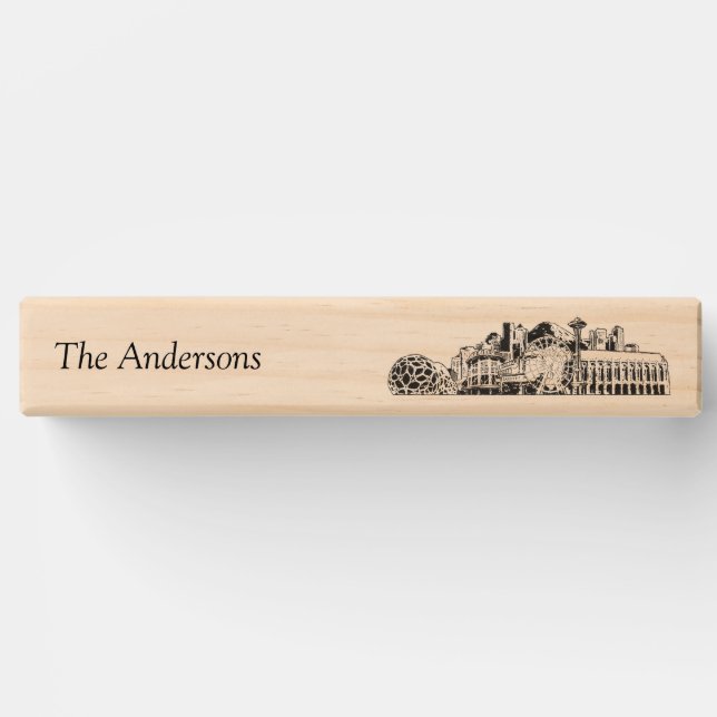 Modern Seattle Wedding Guestbook Lawn Game Topple Tower (Front)