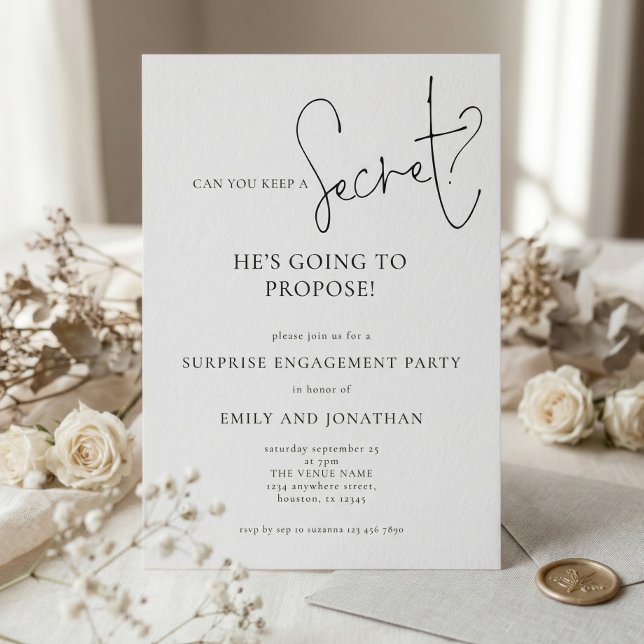 Modern Secret Surprise Engagement Party Invitation (Creator Uploaded)