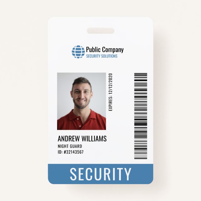 Modern Security Company Guard #Cust Request Badge (Back)