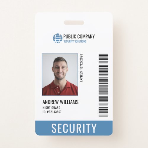 Modern Security Company Guard ID Badge