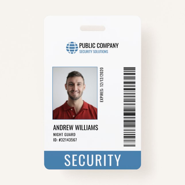 Modern Security Company Guard ID Badge (Front)