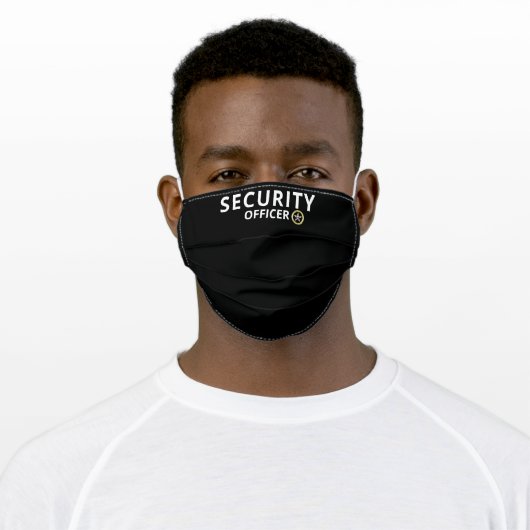 Modern Security Officer Custom Print Black Adult Cloth Face Mask (Worn)