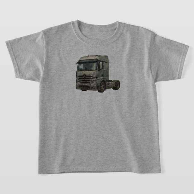 Modern Semi Truck Watercolor Illustration T-Shirt (Laydown)