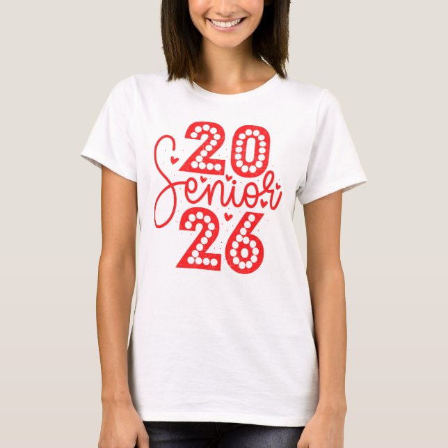 Modern Senior 2026 Script Dotted Graduation T-Shirt (Front)