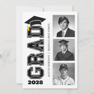 Modern Senior Baseball Player Photo Graduation Invitation