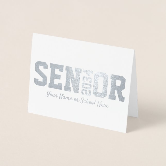 Modern Senior Block Letter | Any Year Graduation Foil Card (Front)
