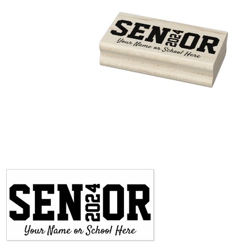 Modern Senior Block Letter Any Year Graduation Rubber Stamp Zazzle