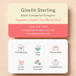 Modern Senior Caregiver Home Help Business Card