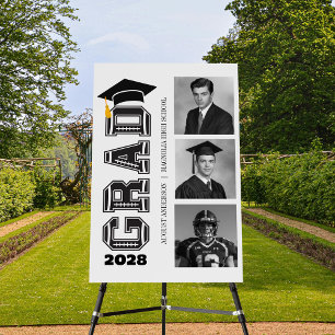 Modern Senior Football Player Photo Graduation Foam Board