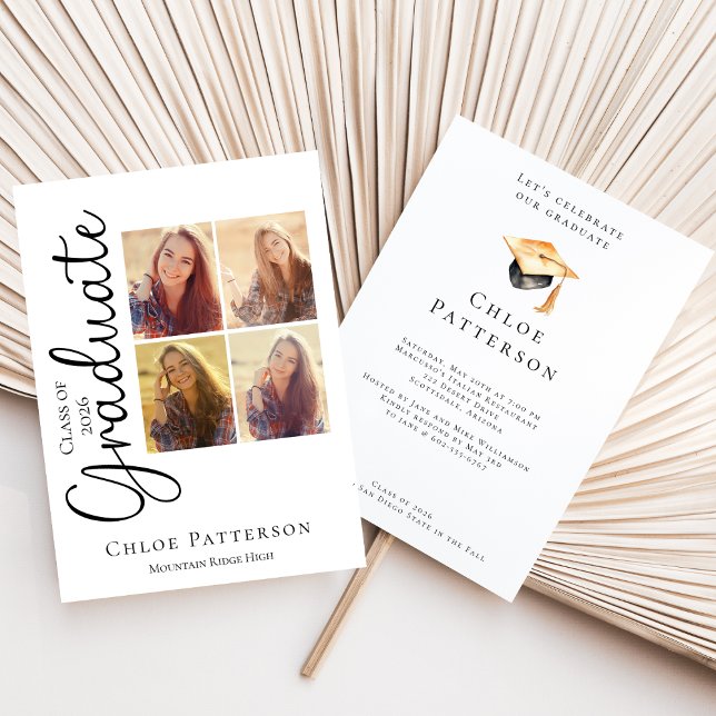 Modern Senior Photo Collage Grad 2026 Invitation (Creator Uploaded)