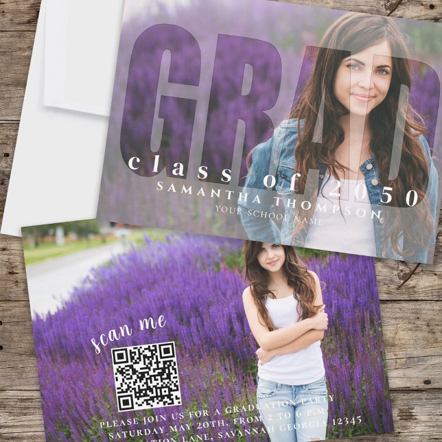 Modern Senior Photo Graduation Announcement (Modern graduation announcement featuring senior photo and clean contemporary design layout.)