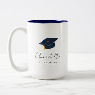 Modern Senior Success and Graduate Name Style Two-Tone Coffee Mug