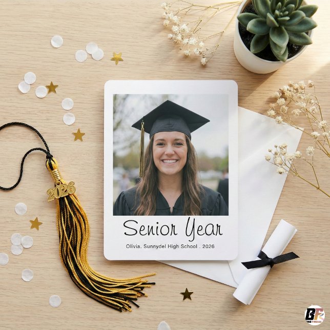 Modern Senior Year Script Class of 2026 Photo Card (Creator Uploaded)
