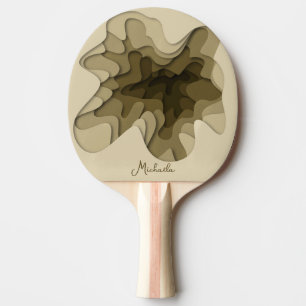 Modern Sepia Brown Abstract Personalized Ping Pong Paddle