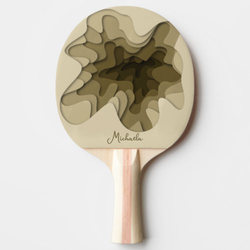Modern Sepia Brown Abstract Personalized Ping Pong Paddle