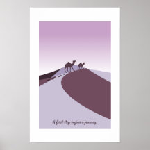 Modern Serene Camels Walking The Desert Purple Art