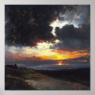 Modern Serene Sunset Landscape Print Home Styling