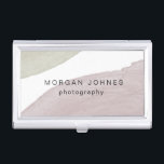 Modern Serenity business card holder<br><div class="desc">Our modern serenity collection features lovely watercolor brush patterns in light teal,  dusty blush and dark gold. With its airy texture for background and modern custom script and layout this collection is a breath of fresh air and it is sure to wow with elegance.</div>