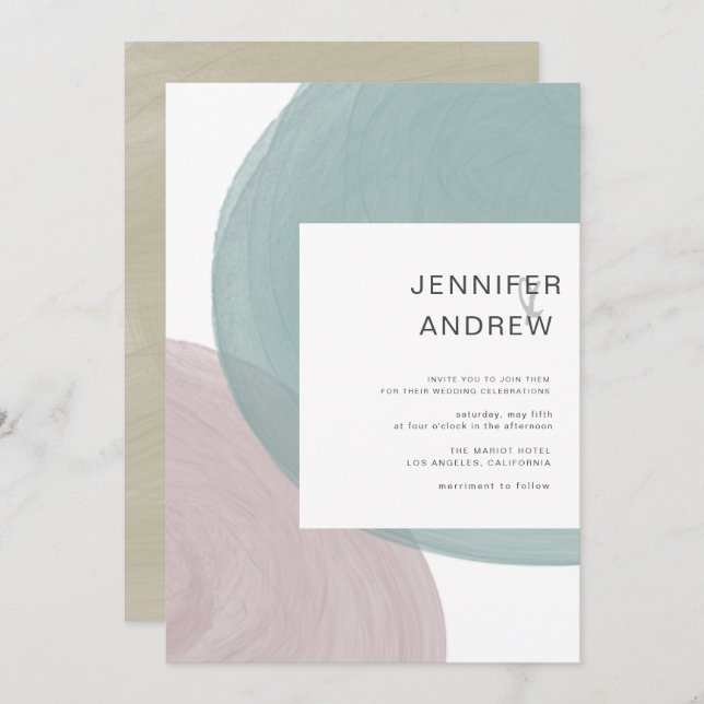 Modern Serenity Minimalist Wedding Invitation (Front/Back)