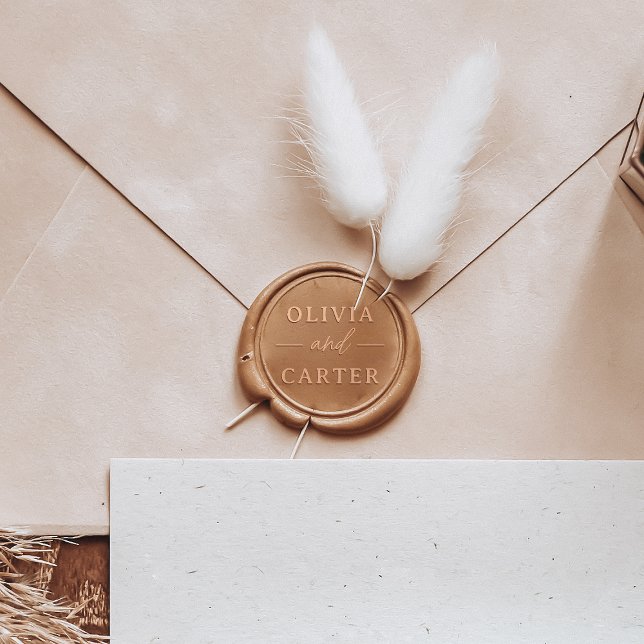 Modern Serif Capitals Couples Name Wedding Wax Seal Sticker (Wax Seal Sticker Mock-up)