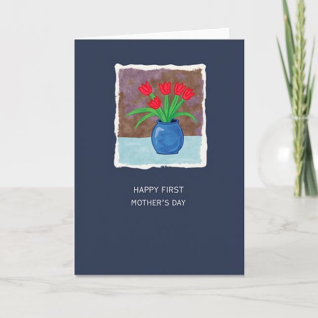 Modern Serif First Mothers Day Card (Front)