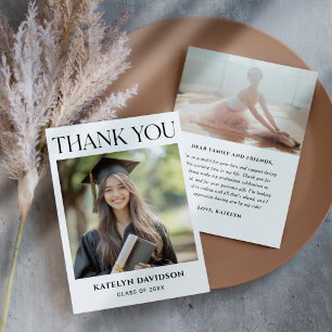 Modern Serif Graduation Photo 2026 Thank You Card
