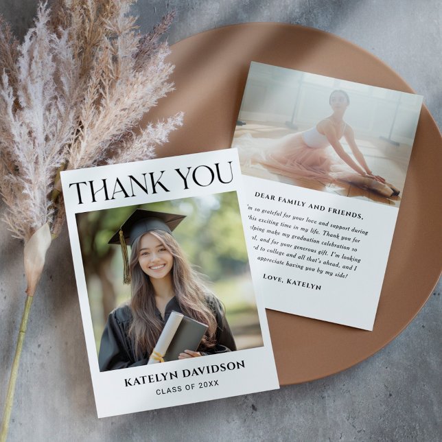 Modern Serif Graduation Photo 2026 Thank You Card (Creator Uploaded)