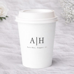Modern Serif Monogram Wedding Party Paper Cup