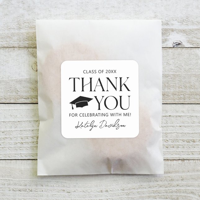 Modern Serif Thank You Class of 2026 Graduation Square Sticker (Creator Uploaded)
