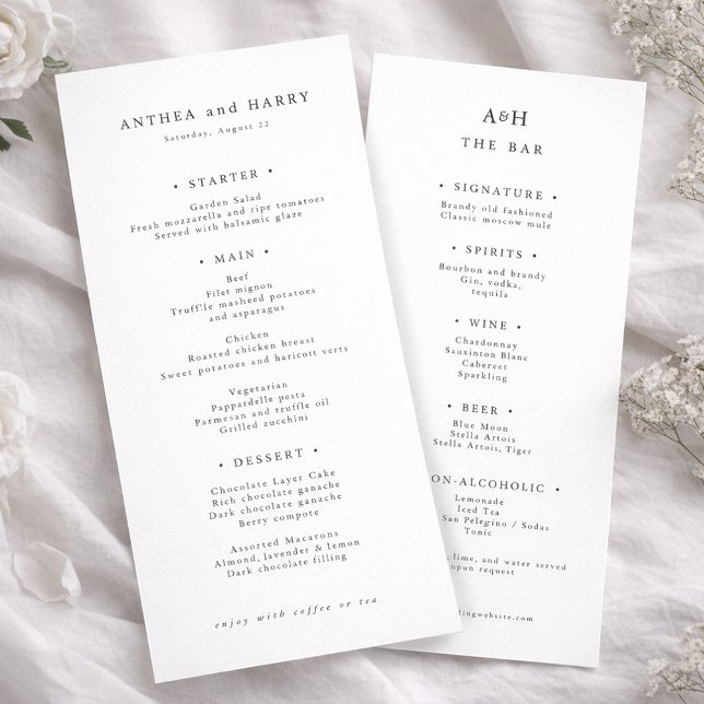Modern Serif Wedding Dinner And Bar Menu Card (Creator Uploaded)