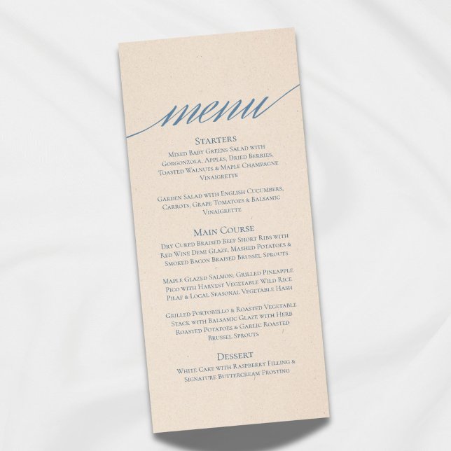 Modern Serif Wedding Menu in Dusty Blue (Accent your wedding table setting or special event with this modern serif menu!)