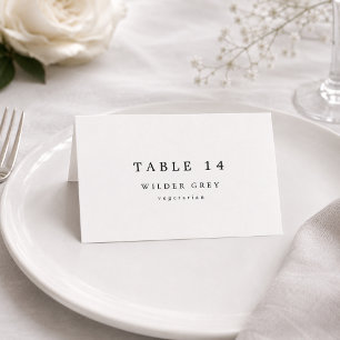 Modern Serif Wedding Place Cards With Meal Choice