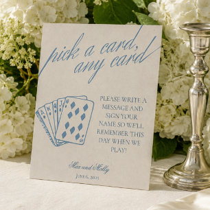 Modern Serif Wedding Playing Cards Pedestal Sign