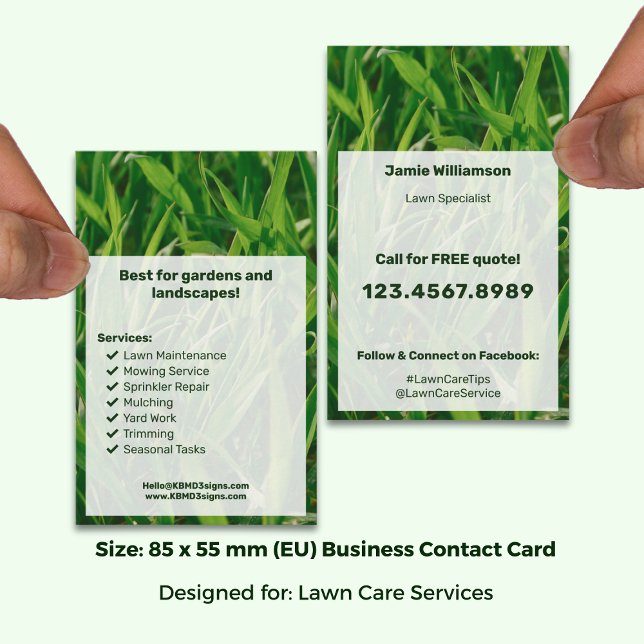 Modern Service List Call to Action Lawn Care Business Card (Modern Service List Call to Action Lawn Care Business Card; Size: 85 x 55 mm (EU))