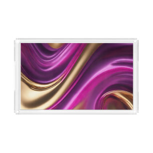 Modern Serving Tray- Purple Pink and Gold Acrylic Tray