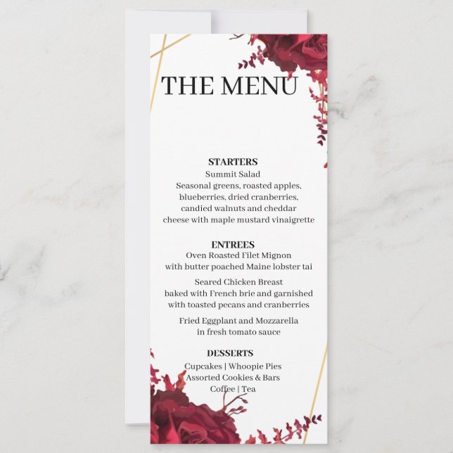 Modern Set 10  Menu card (Front)
